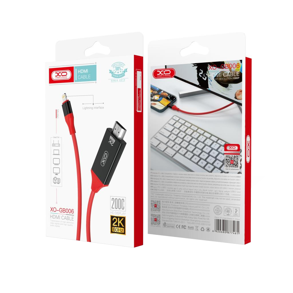 Audio- und Videokabel Lightning - HDMI XO Design GB006, 1,8m, Rot
