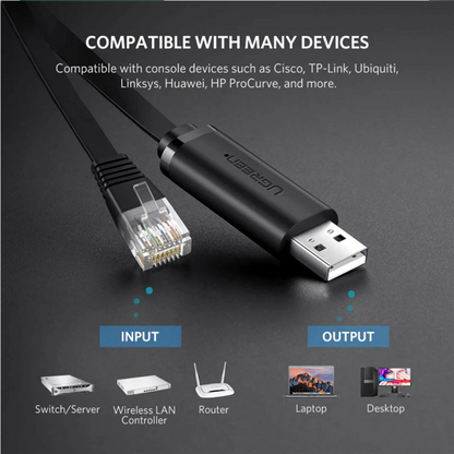 USB-Konsolenkabel UGREEN CM204, RJ45, 3m, Schwarz