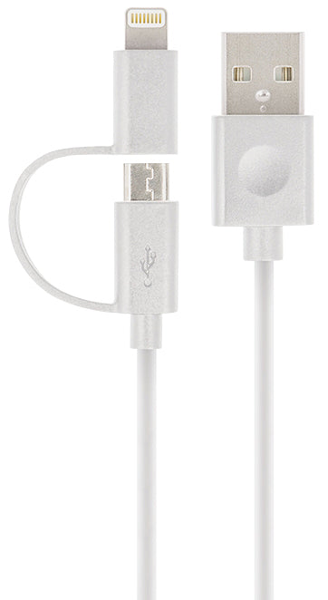 Daten- und Ladekabel USB-A – Lightning / microUSB Forever MFi, 18 W, 1 m, Weiß