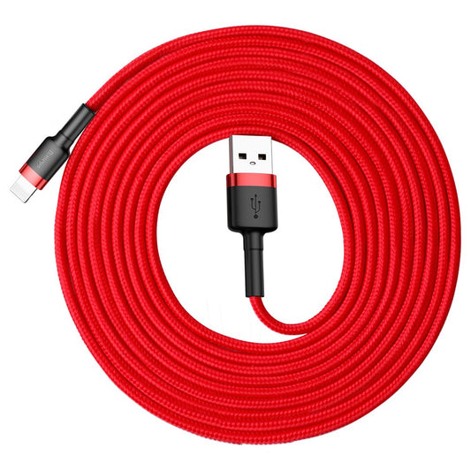 USB-A - Lightning Daten- und Ladekabel Baseus Cafule, 18W, 3m, Rot CALKLF-R09