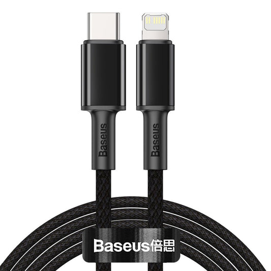 USB-C-Daten- und Ladekabel – Lightning Baseus High Density Braided, 20 W, 2 m, Schwarz CATLGD-A01