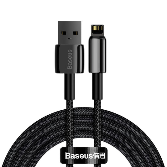 USB-zu-Lightning-Daten- und Ladekabel Baseus Tungsten Gold, 2 m, 2,4 A, Schwarz CALWJ-A01