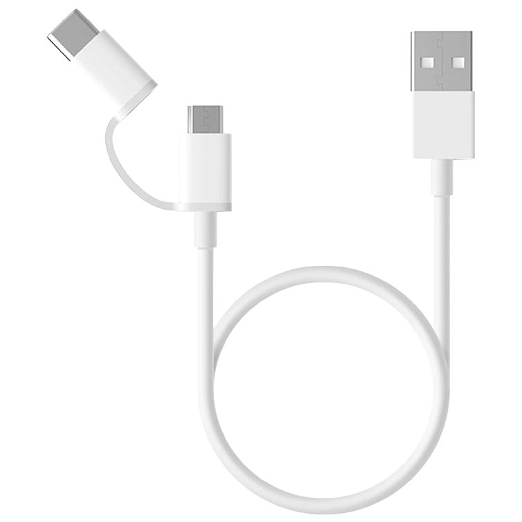 Daten- und Ladekabel USB-A - microUSB / USB-C Xiaomi Mi 2in1, 18W, 0,3m, Weiß SJV4083TY