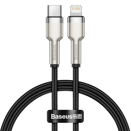 Daten- und Ladekabel USB-C – Lightning Baseus Cafule Metal Series, 20 W, 0,25 m, Schwarz CATLJK-01