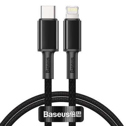 USB-C-Daten- und Ladekabel – Lightning Baseus High Density Braided, 20 W, 1 m, Schwarz CATLGD-01