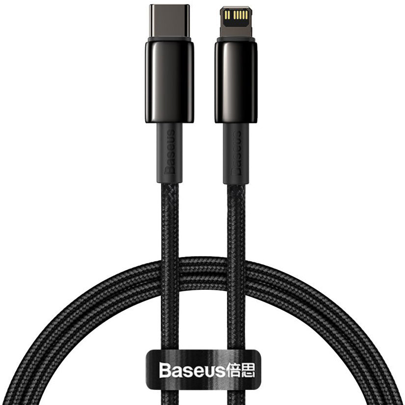 Daten- und Ladekabel USB-C – Lightning Baseus Tungsten Gold, 20 W, 1 m, Schwarz CATLWJ-01