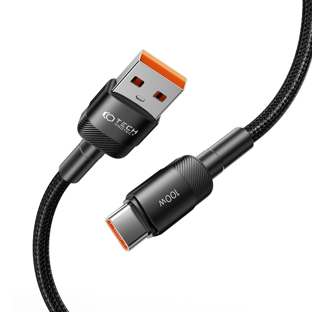 Daten- und Ladekabel USB-A - USB-C Tech-Protect Ultraboost EVO, 100 W, 3 m, Schwarz