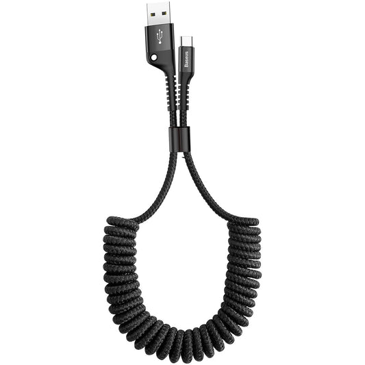 Daten- und Ladekabel USB-A - USB-C Baseus Fish Eye Spring, 18 W, 1 m, Schwarz CATSR-01