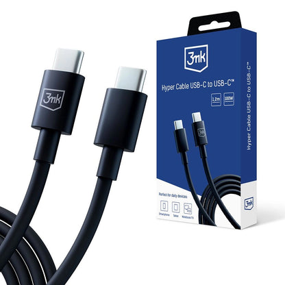 Daten- und Ladekabel USB-C - USB-C 3MK Hyper, 100 W, 1,2 m, Schwarz