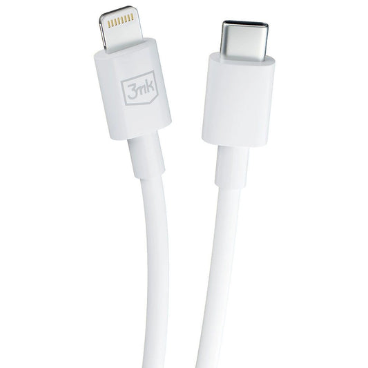 Daten- und Ladekabel USB-C – Lightning 3MK Hyper, 20 W, 1,2 m, Weiß