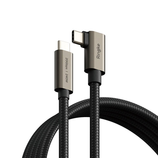 USB-C Data and Charging Cable - USB-C Ringke 2X2 Angled, 240W, 1m, Black