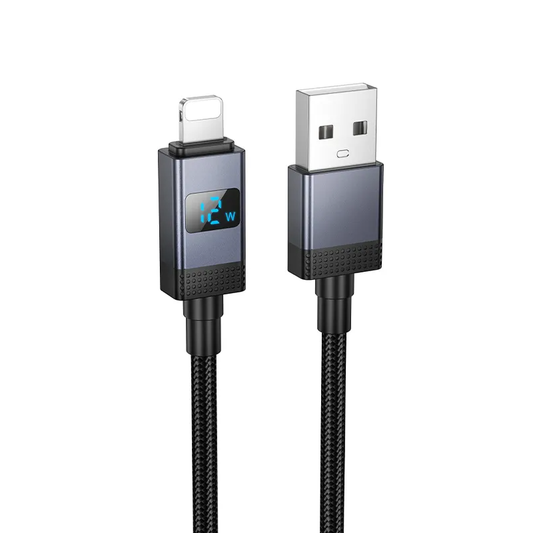 Daten- und Ladekabel USB-A - Lightning HOCO X118 Display, 12W, 1m, Schwarz