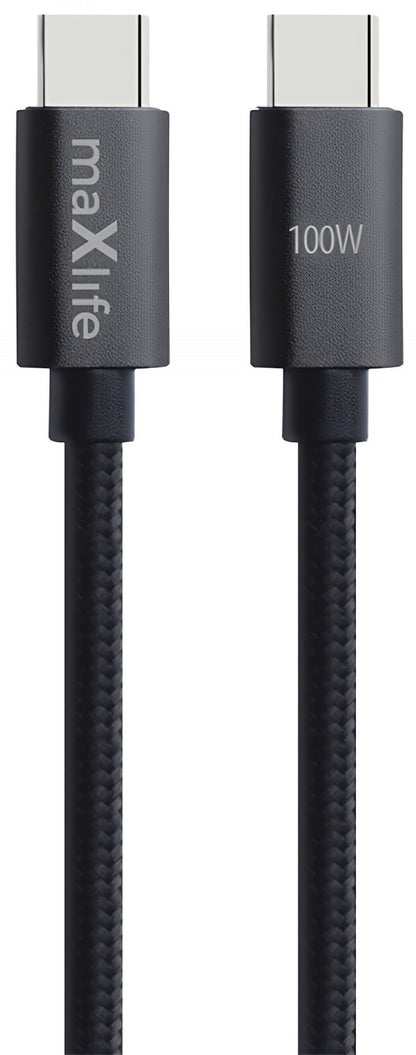 USB-C Daten- und Ladekabel - USB-C MaXlife MXUC-12, 100W, 1m, Schwarz