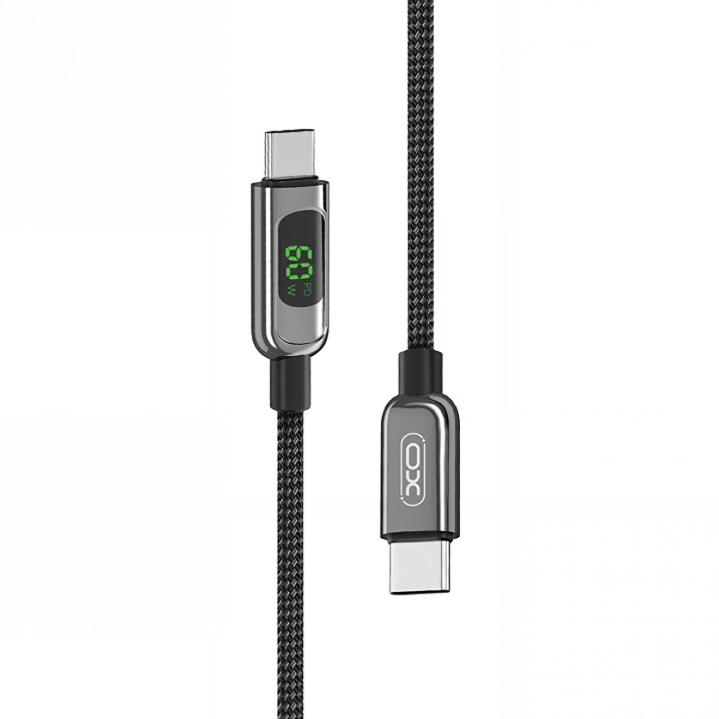USB-C Daten- und Ladekabel - USB-C XO Design NB-Q203B Display, 60W, 1m, Schwarz