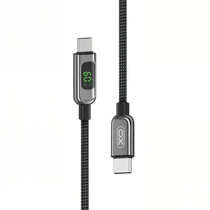 USB-C Daten- und Ladekabel - USB-C XO Design NB-Q203B Display, 60W, 1m, Schwarz