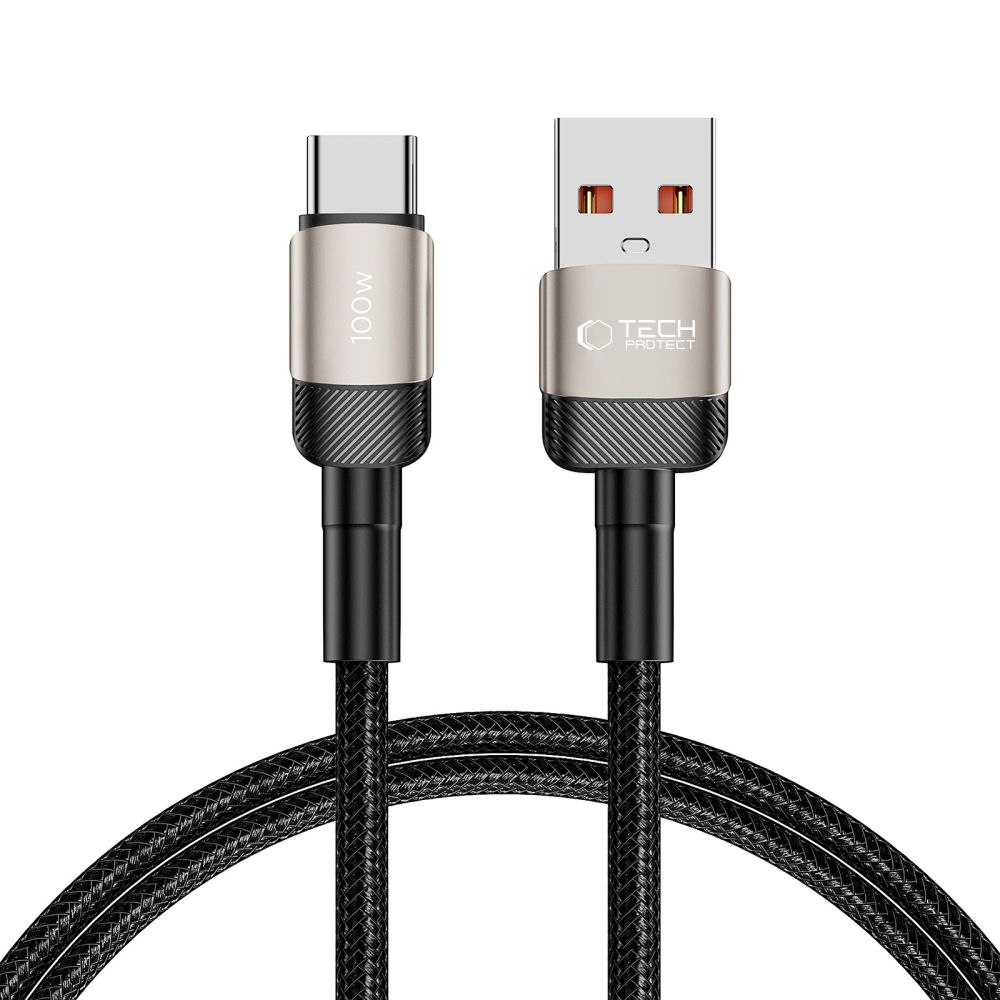 USB-A to USB-C Data and Charging Cable Tech-Protect Ultraboost EVO, 100W, 1m, Silver