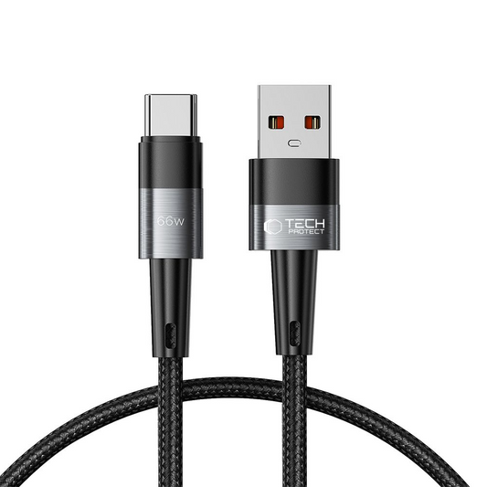 USB-A- auf USB-C-Daten- und Ladekabel Tech-Protect Ultraboost, 66W, 0,5m, Grau