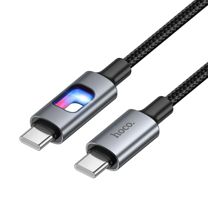 Daten- und Ladekabel USB-C - USB-C HOCO U144 Led, 60W, 1,2m, Schwarz