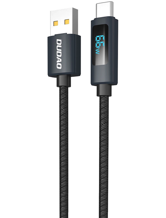 Daten- und Ladekabel USB-A - USB-C Dudao L7T Display, 66W, 1m, Schwarz