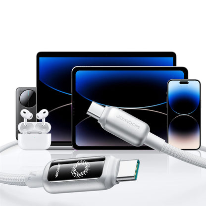 USB-C Data and Charging Cable - USB-C Joyroom S-A55 StarFlight Display, 100W, 1.2m, White