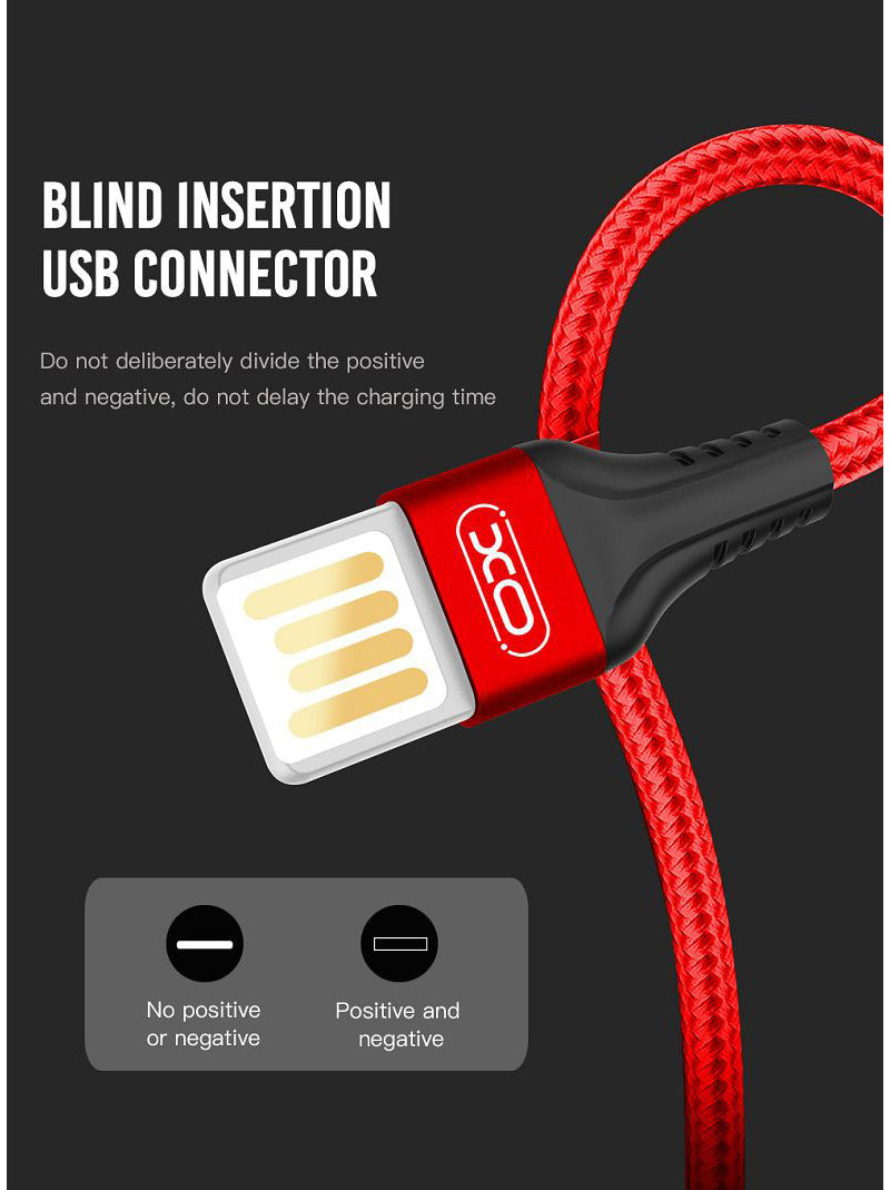 Daten- und Ladekabel USB-A - microUSB XO Design NB118, 18W, 1m, Rot