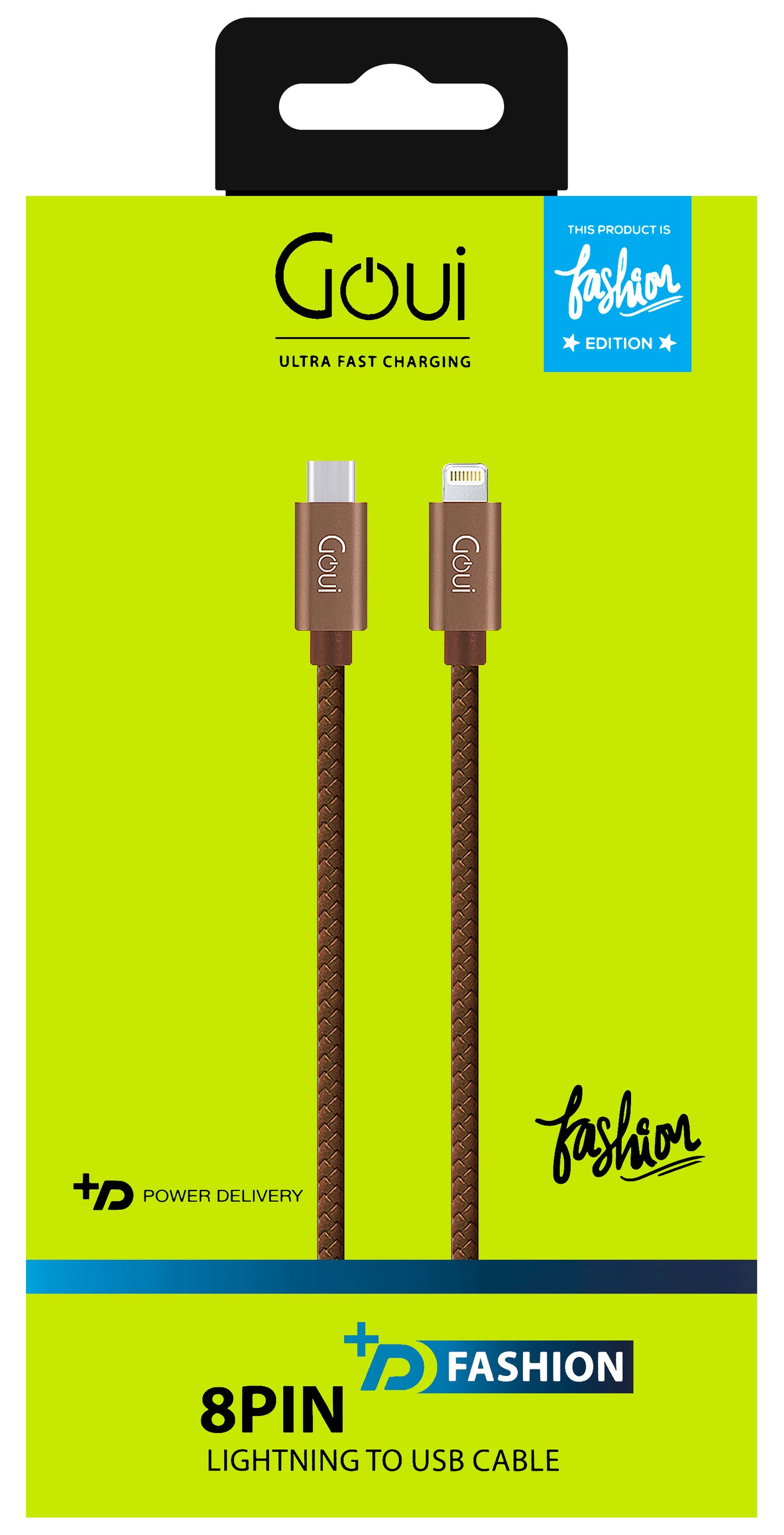 Daten- und Ladekabel USB-C – Lightning Goui Fashion, 18 W, 1 m, Braun G-FASHIONC94BR