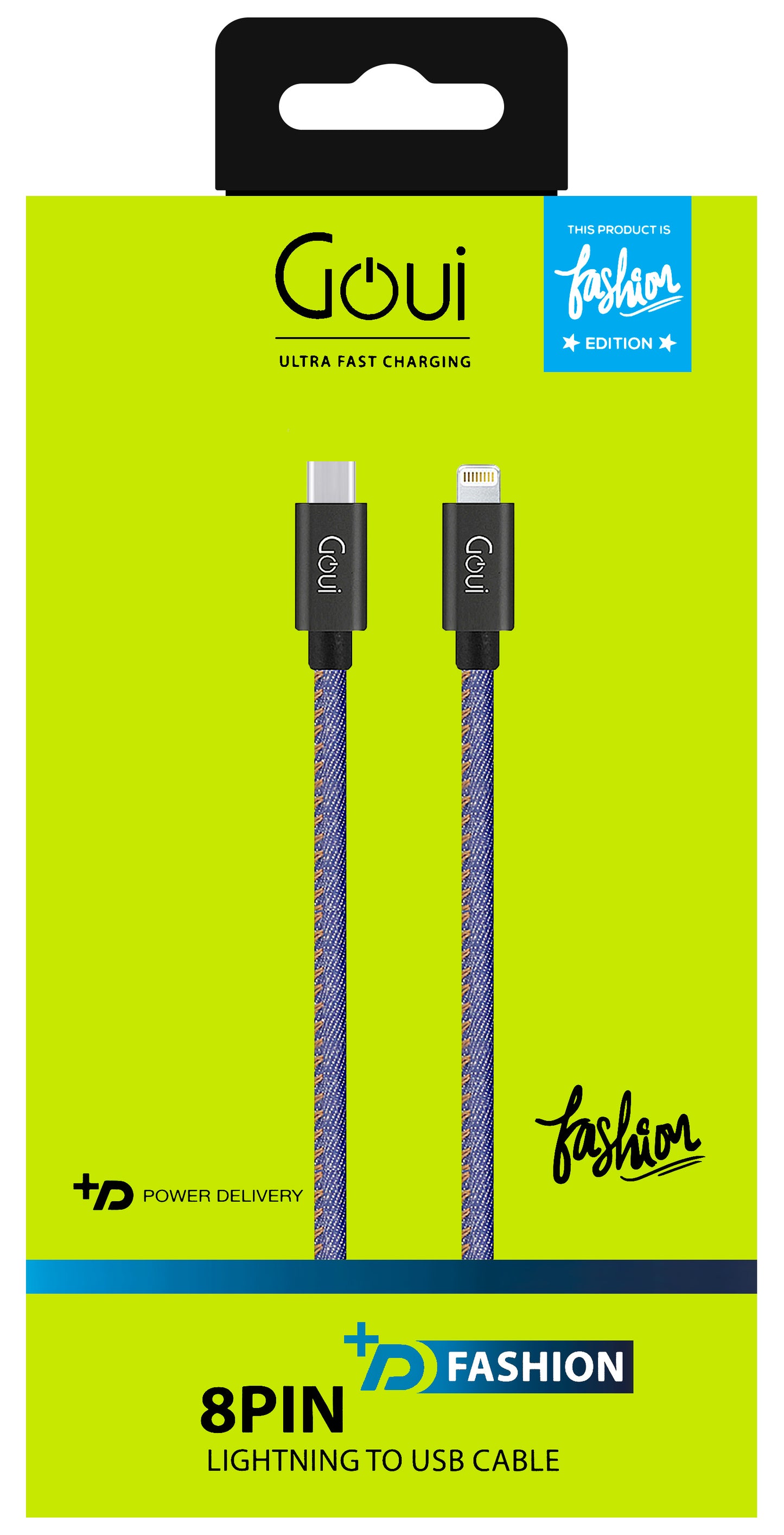 Daten- und Ladekabel USB-C – Lightning Goui Fashion, 18 W, 1 m, Marineblau G-FASHIONC94JB