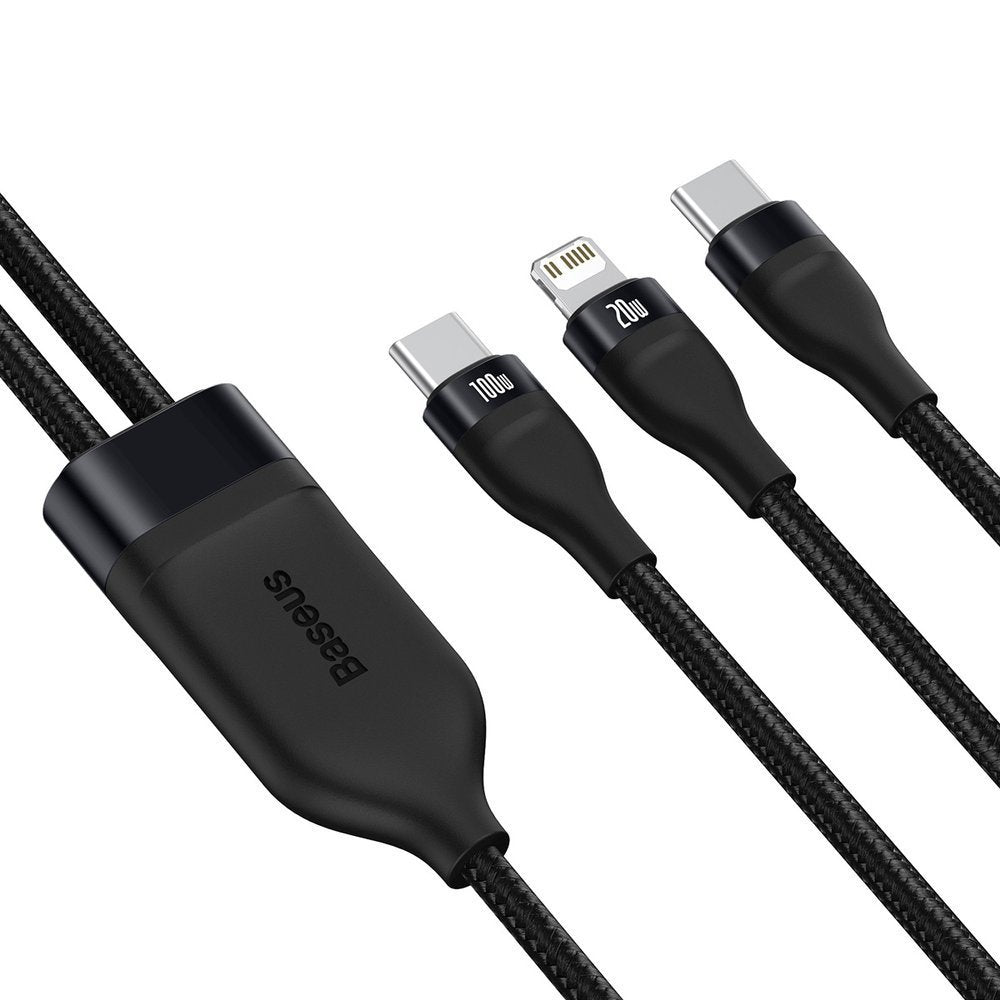 USB-C - Lightning / USB-C Baseus Flash Series 2in1 Daten- und Ladekabel, 100W, 1,2m, Schwarz CA1T2-F01