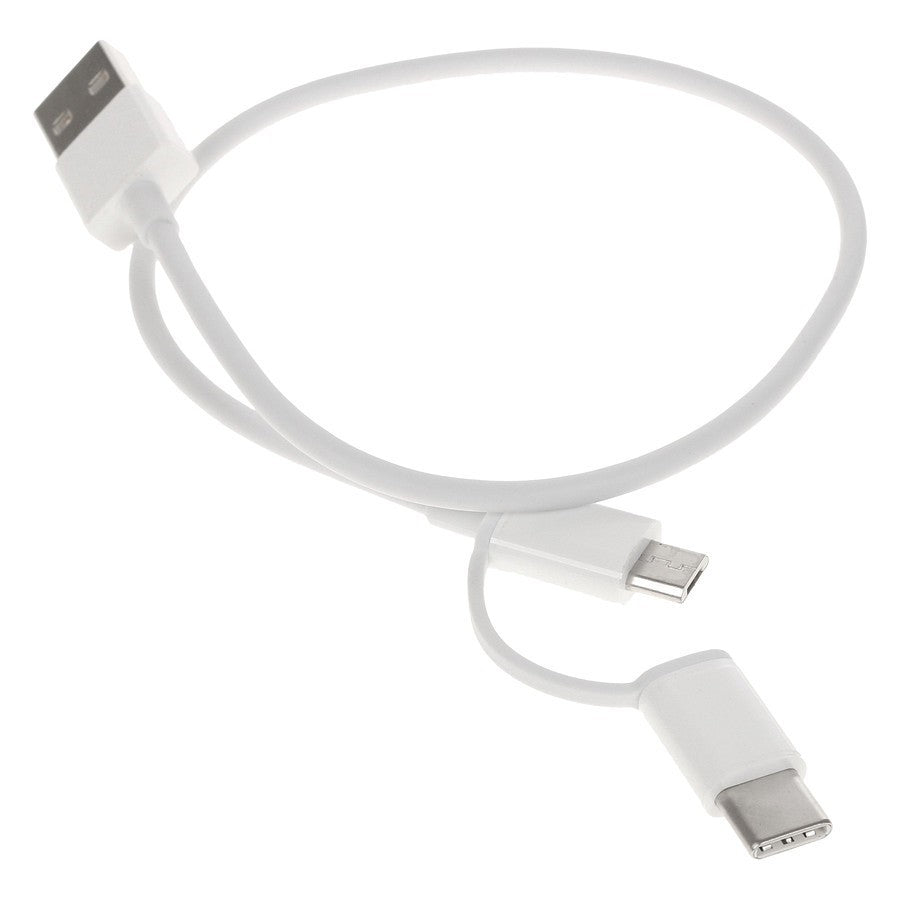 Daten- und Ladekabel USB-A - microUSB / USB-C Xiaomi Mi 2in1, 18W, 0,3m, Weiß SJV4083TY