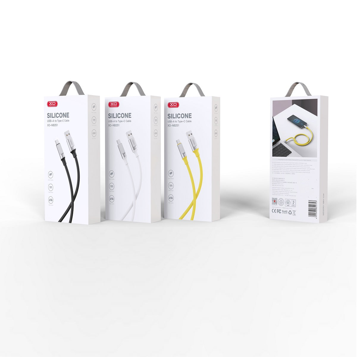 Daten- und Ladekabel USB-A - USB-C XO Design NB251, 18W, 1m, Schwarz