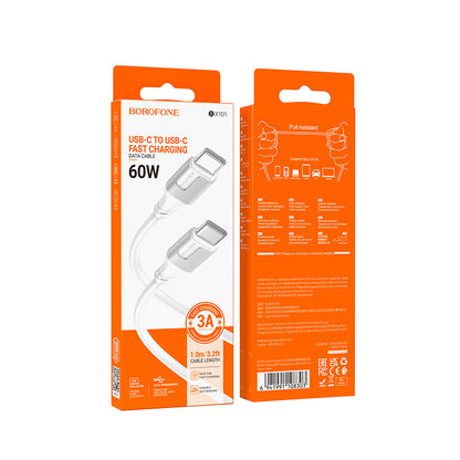 Daten- und Ladekabel USB-C - USB-C Borofone BX101 Creator, 60W, 1m, Weiß