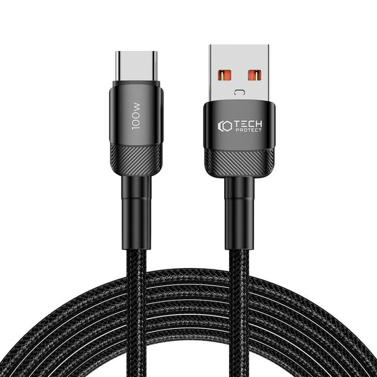 Daten- und Ladekabel USB-A - USB-C Tech-Protect Ultraboost EVO, 100 W, 3 m, Schwarz