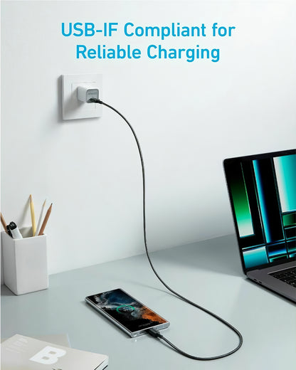 USB-C Daten- und Ladekabel - USB-C Anker 322, 60W, 0.9m, Schwarz A81F5G11