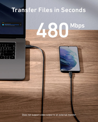 Daten- und Ladekabel USB-C - USB-C Anker 543, 100 W, 1,8 m, Schwarz A80E2G11