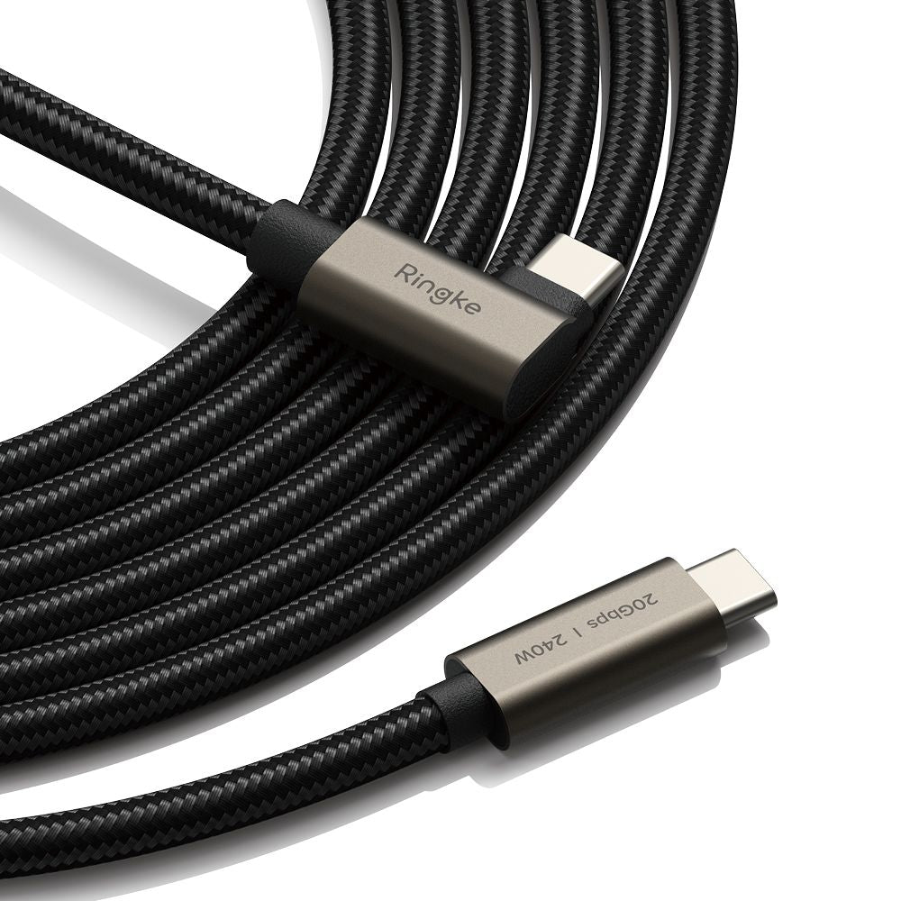 USB-C Data and Charging Cable - USB-C Ringke 2X2 Angled, 240W, 1m, Black