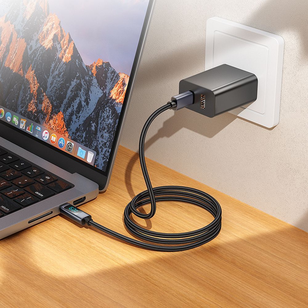 USB-C Daten- und Ladekabel - USB-C HOCO Display X112, 60W, 1m, Schwarz