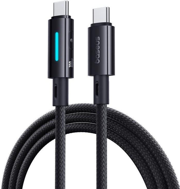 USB-C Daten- und Ladekabel - USB-C Baseus Lit Button Control, 100W, 2m, Schwarz P10379000121-01