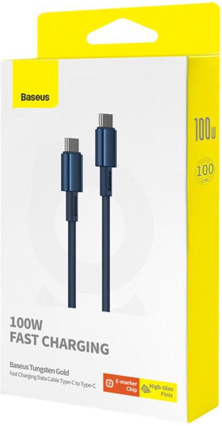 USB-C - USB-C Daten- und Ladekabel Baseus Tungsten Gold, 100W, 2m, Marineblau P10319800321-04
