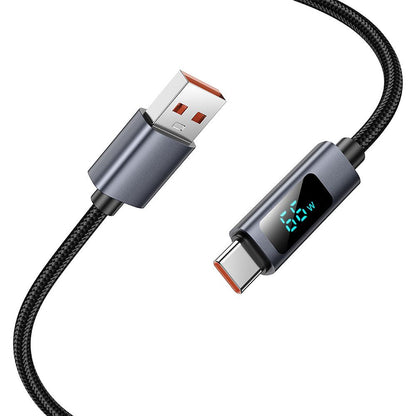 Daten- und Ladekabel USB-A - USB-C HOCO Display X112, 100W, 1m, Schwarz