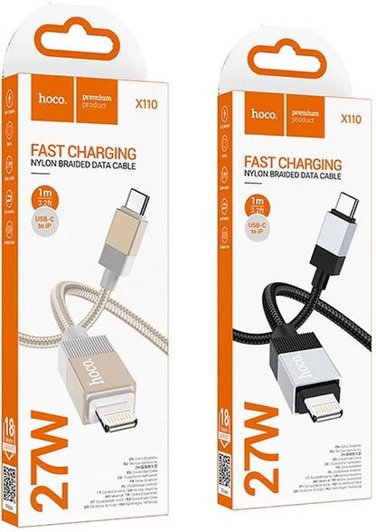 USB-C to Lightning Data and Charging Cable HOCO X110, 27W, 1m, Black