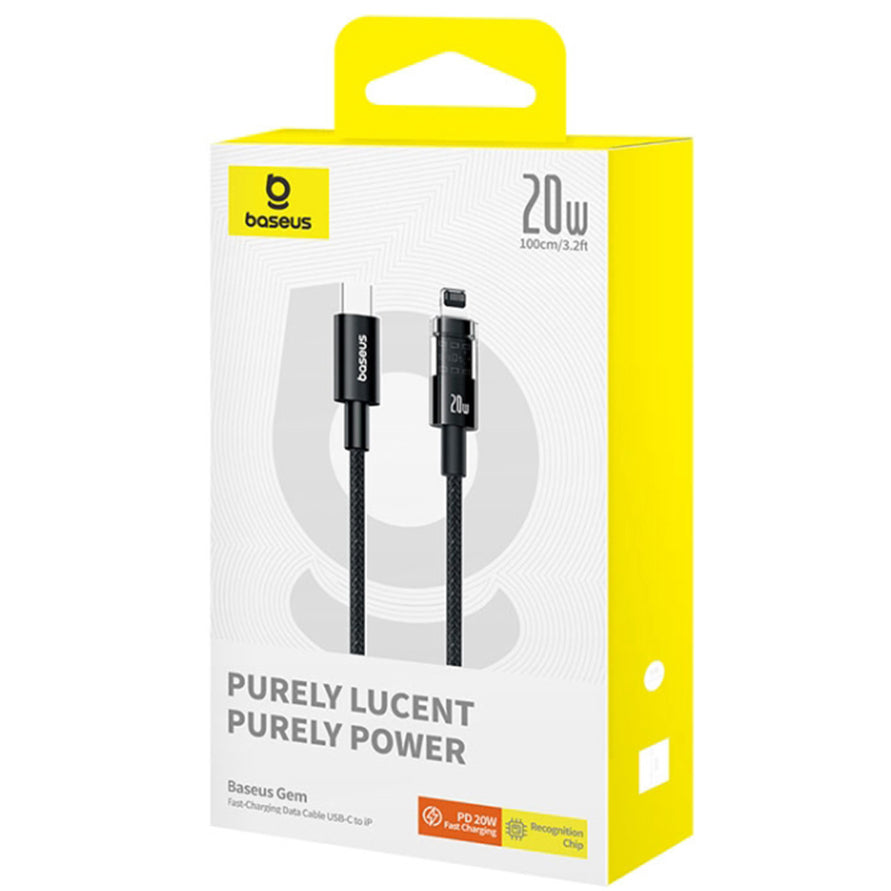 USB-C - Lightning Daten- und Ladekabel Baseus Gem, 20W, 1m, Schwarz P10373001111-00