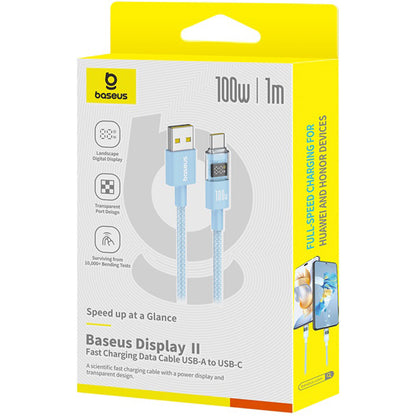 USB-A - USB-C Daten- und Ladekabel Baseus Display 2, 100W, 1m, Blau P10382701311-00