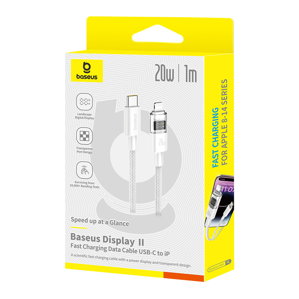 USB-C to Lightning Baseus Display 2 Data and Charging Cable, 20W, 2m, White P10382703211-01