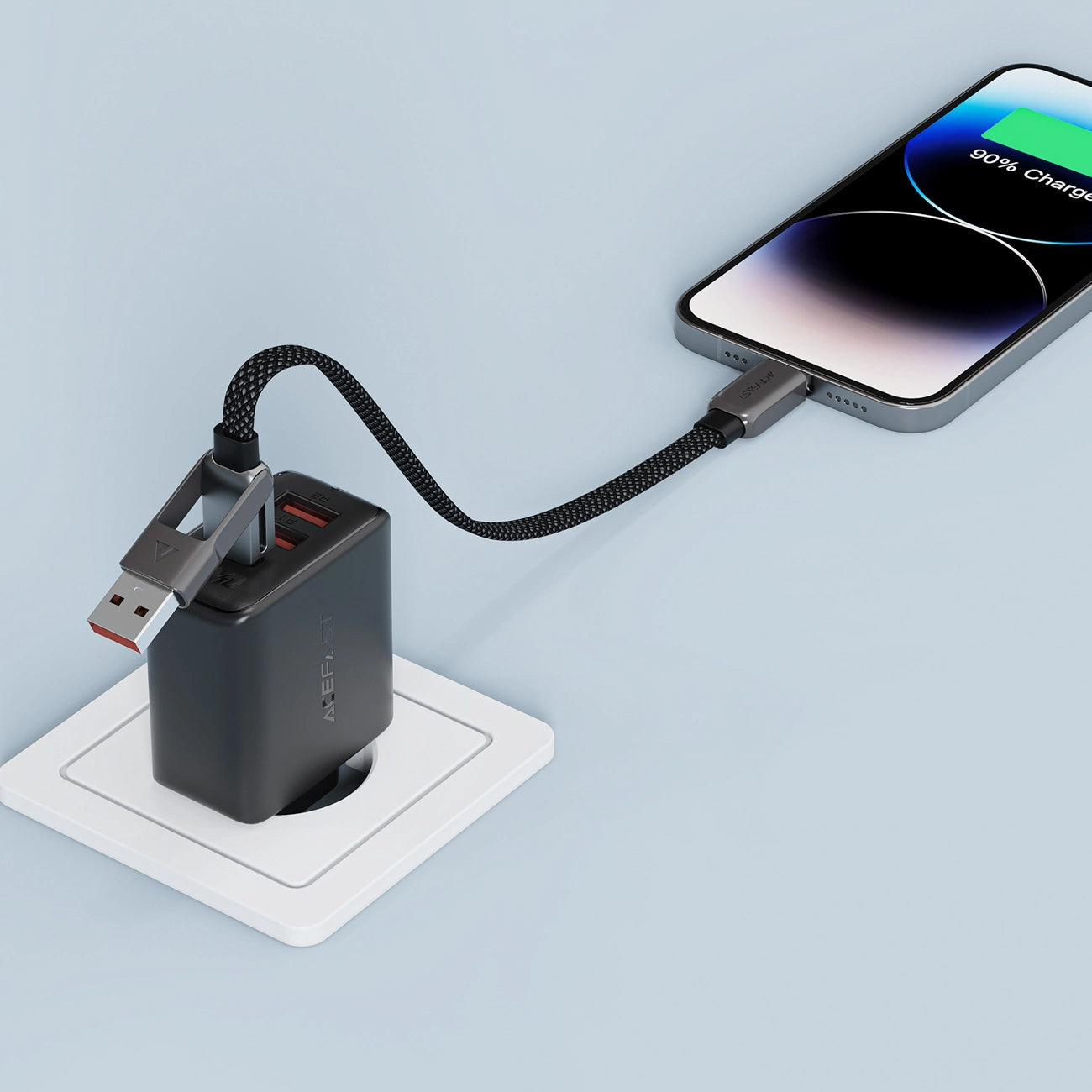 Daten- und Ladekabel USB-C - USB-A / USB-C Acefast C13-05, 60W, 0.2m, Schwarz