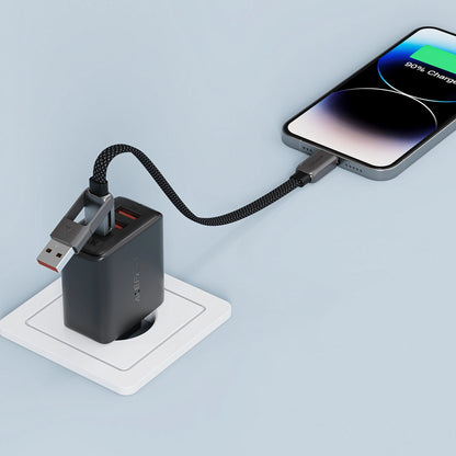Daten- und Ladekabel USB-C - USB-A / USB-C Acefast C13-05, 60W, 0.2m, Schwarz