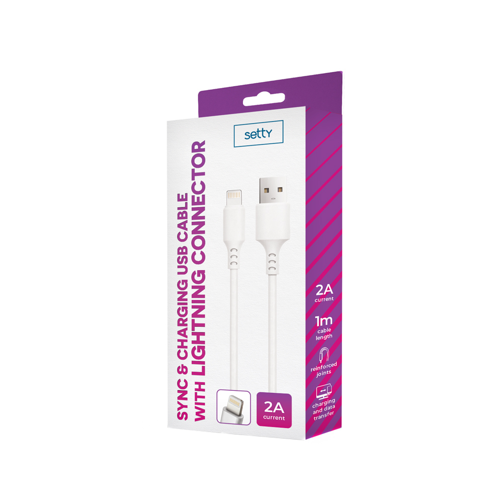 USB-A - Lightning Setty Daten- und Ladekabel, 18W, 1m, Weiß