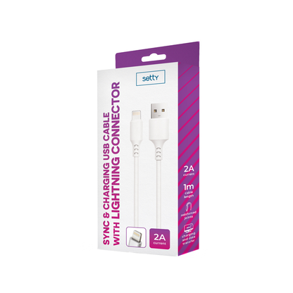 USB-A - Lightning Setty Daten- und Ladekabel, 18W, 1m, Weiß