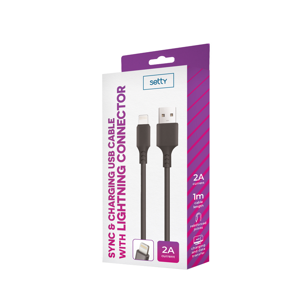 Daten- und Ladekabel USB-A - Lightning Setty, 18W, 1m, Schwarz