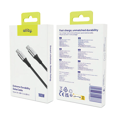 USB-C Data and Charging Cable - USB-C Allity. AUC-01, 100W, 2m, Black