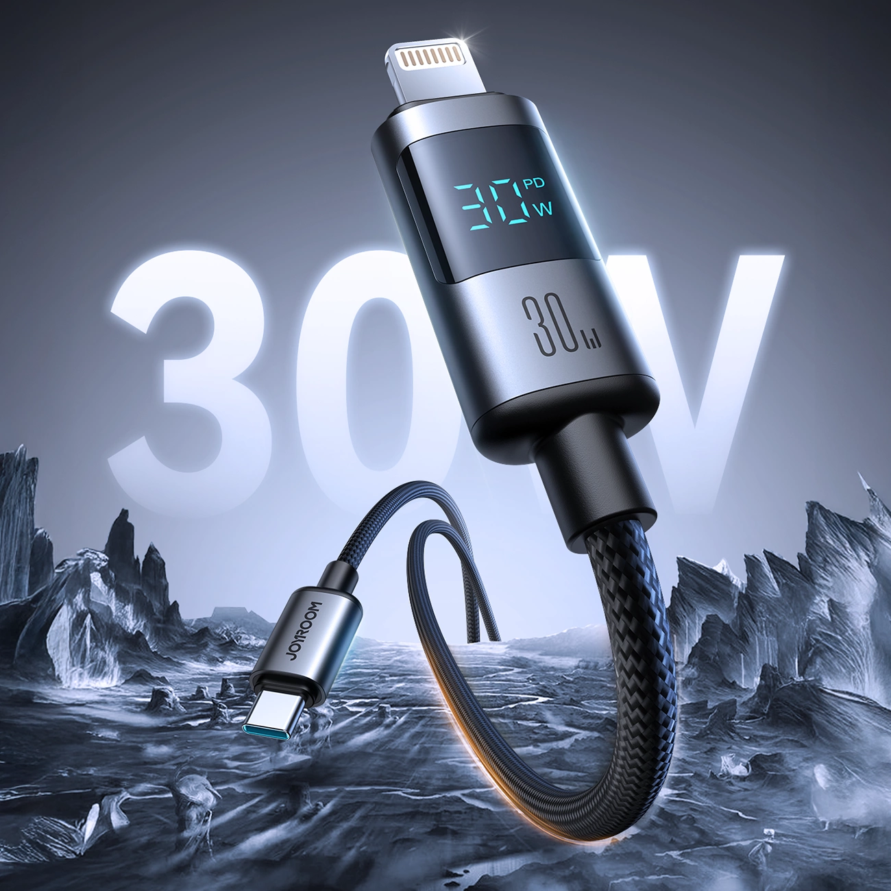 USB-C - Lightning Lade- und Datenkabel Joyroom S-A16 Pro Prism Display, 30W, 1,2m, Schwarz